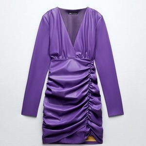 Zara leather purple dress